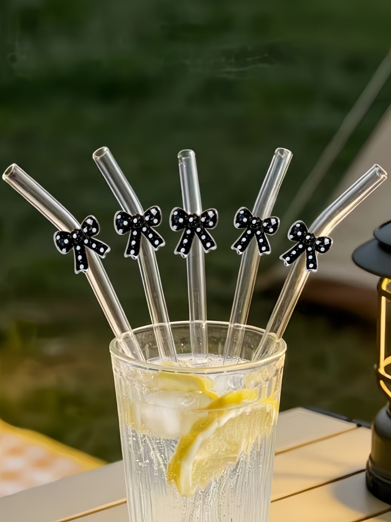 Reusable Straw - 1/3/6 Buah Sedotan Kaca Pita Polkadot