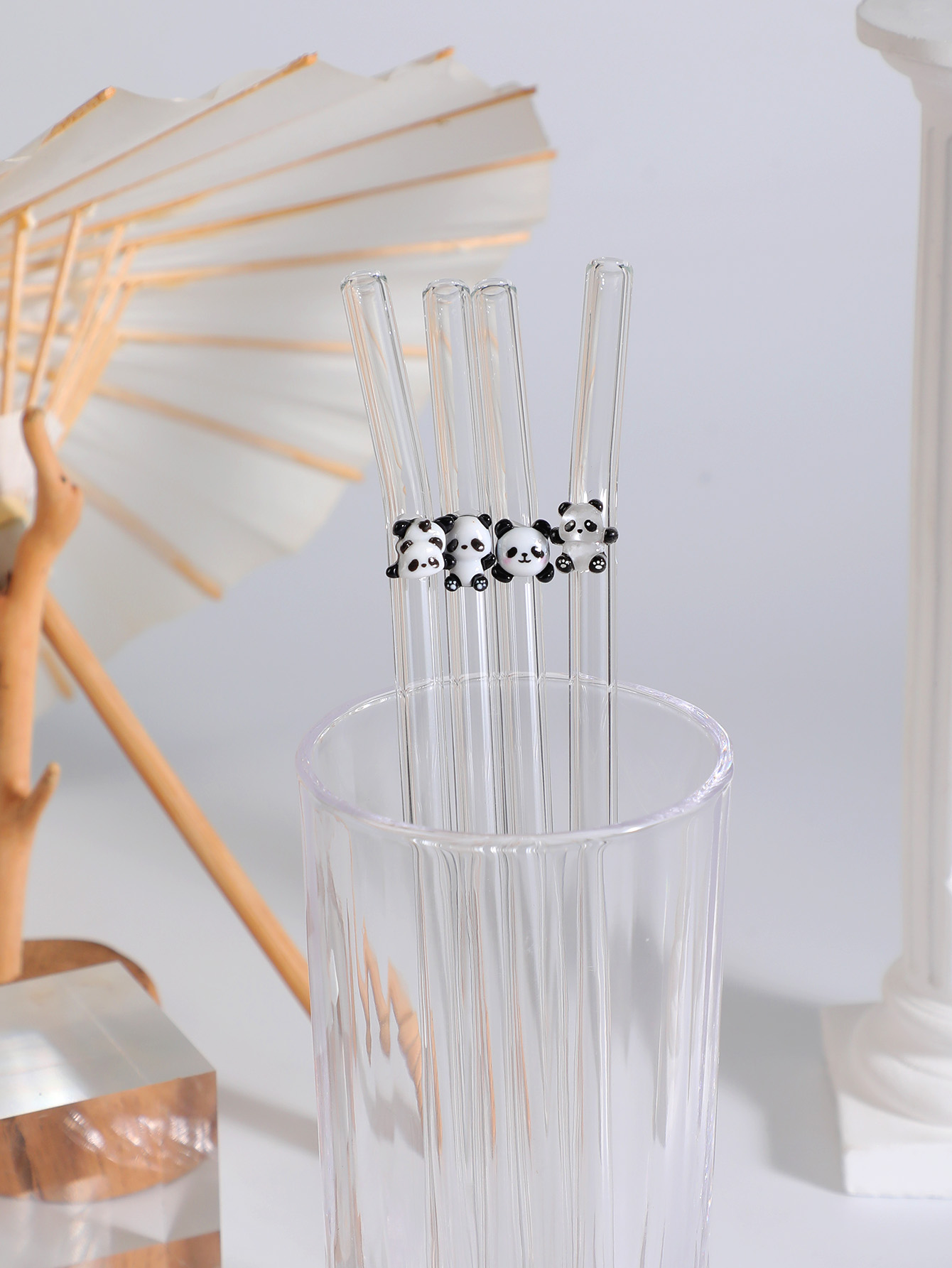 Reusable Straw - 4/7 Buah Sedotan Kaca Bengkok Desain