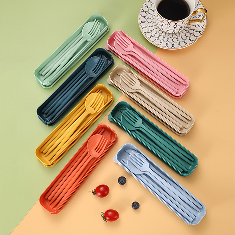 Reusable Straw - 4 Buah/Set Peralatan Makan Portabel dengan