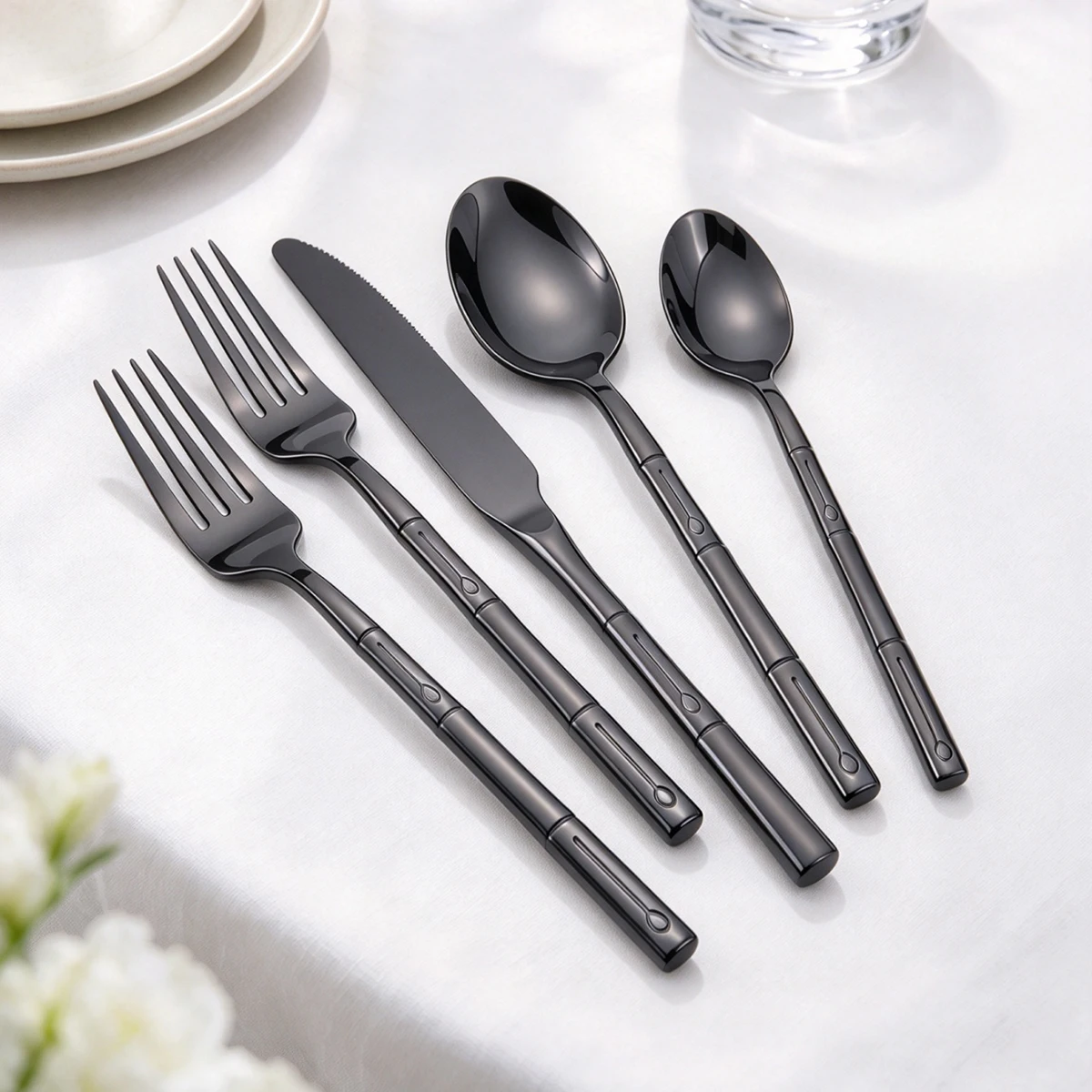 5 buah set alat makan (pisau,  - Bamboo Cutlery ulasan dan harga