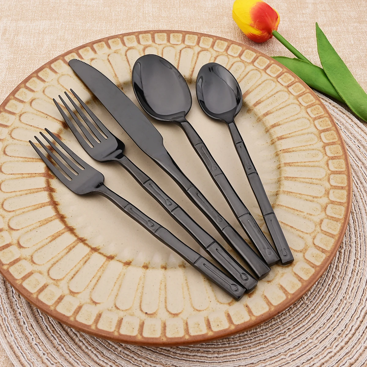 5 buah set alat makan (pisau,  - Bamboo Cutlery ulasan dan harga