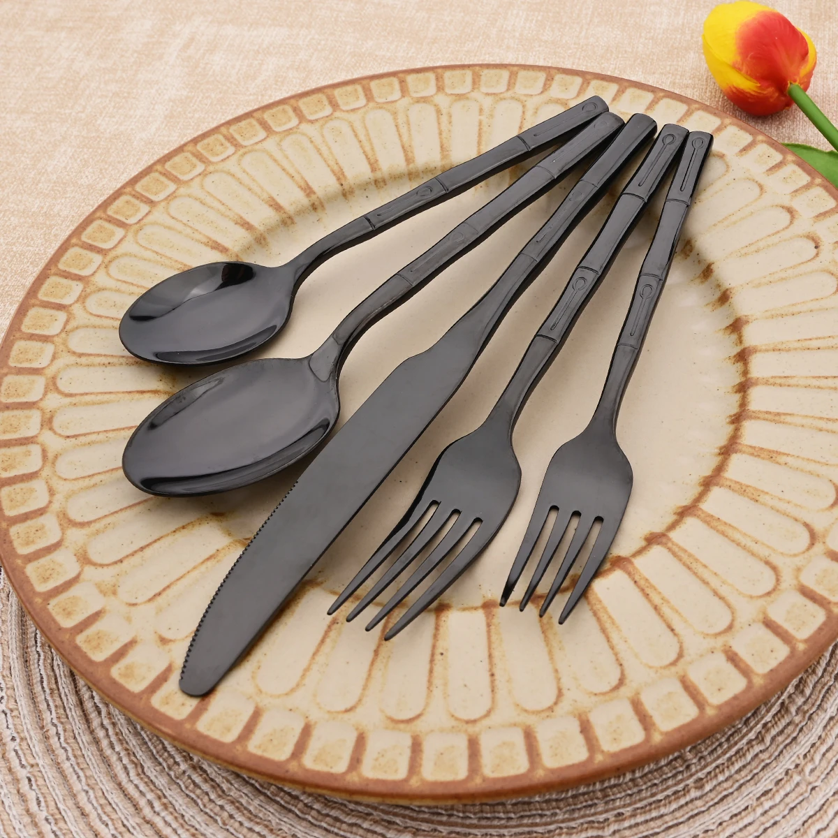 5 buah set alat makan (pisau,  - Bamboo Cutlery ulasan dan harga