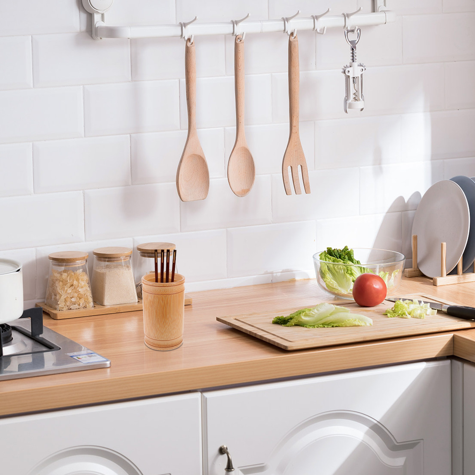 Rak Sumpit Bambu, Tempat Penyi - Bamboo Cutlery ulasan dan harga