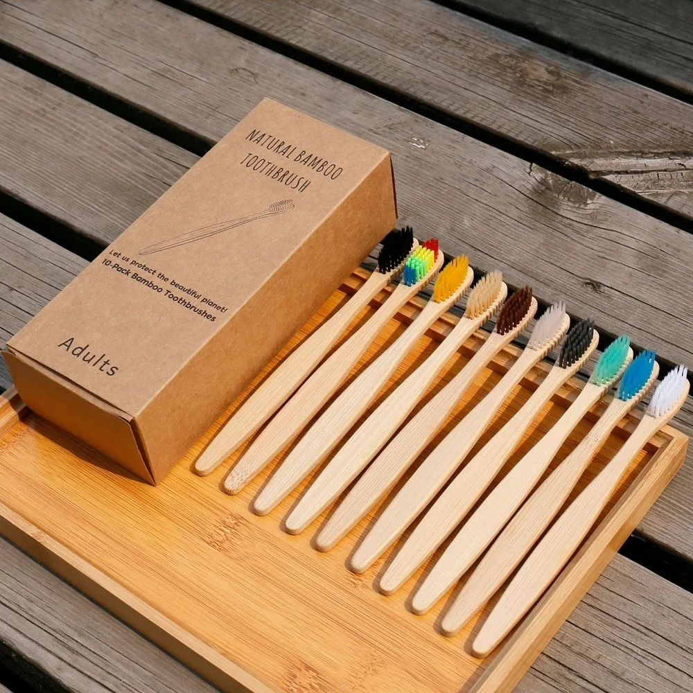 10 Buah Sikat Gigi Warna-warni - Bamboo Toothbrush ulasan dan harga
