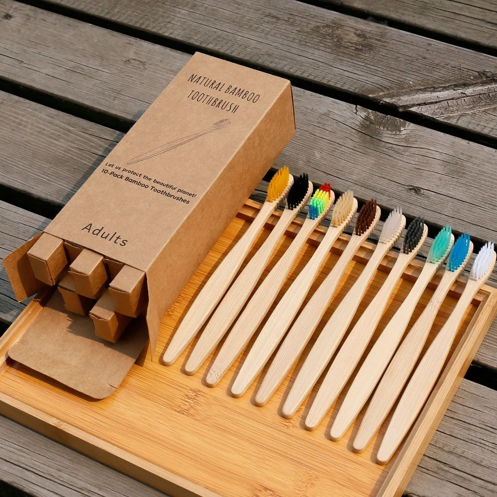10 Buah Sikat Gigi Warna-warni - Bamboo Toothbrush ulasan dan harga
